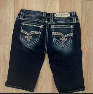 Rock Revival Dark Blue Embellished Denim Shorts